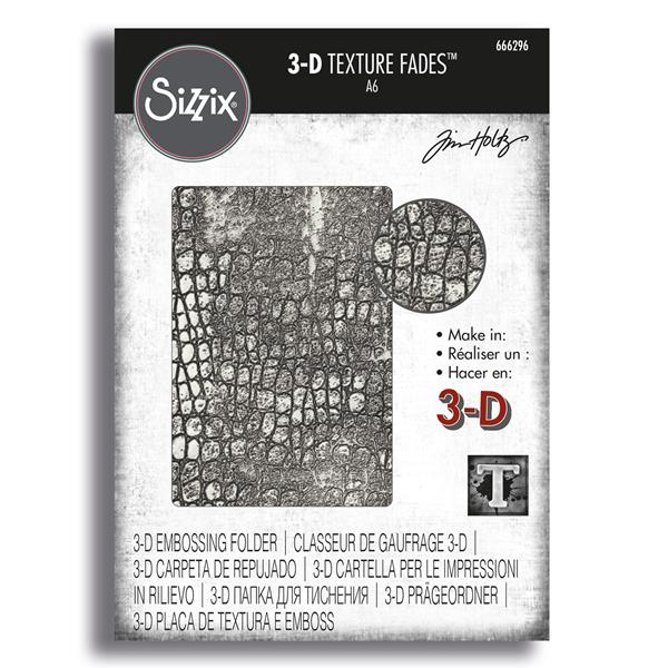 Sizzix 3-D Texture Fades Embossing Folder Reptile By Tim Holtz - 792712