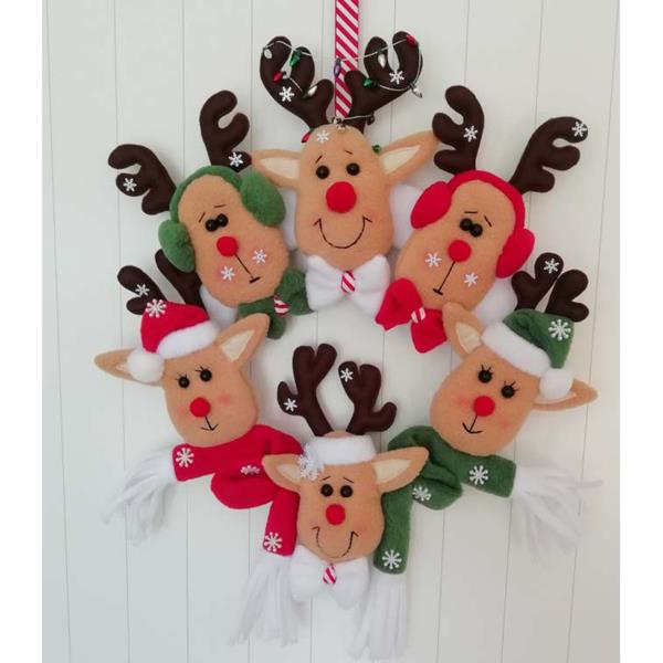 Daisy Chain Designs Heads Up Two Reindeers Christmas Wreath Patte - 794019