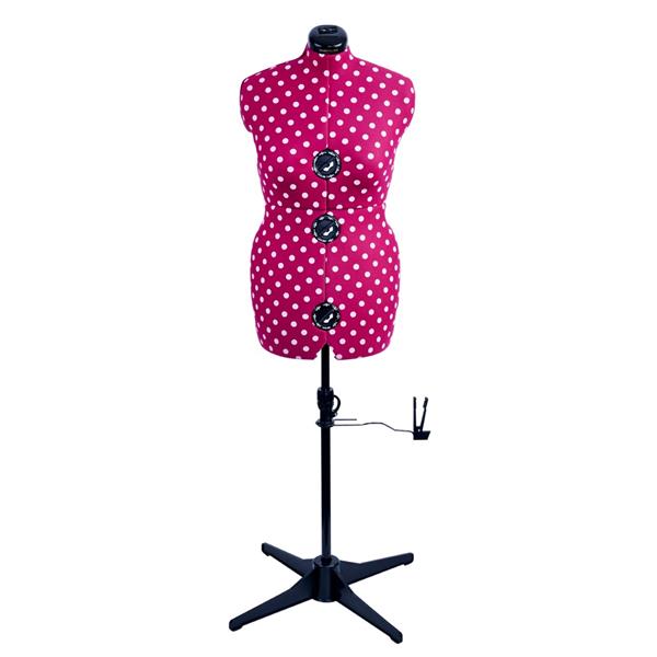 Sewing Online Cerise Polka Dot Adjustable Dressmakers Dummy - 795024