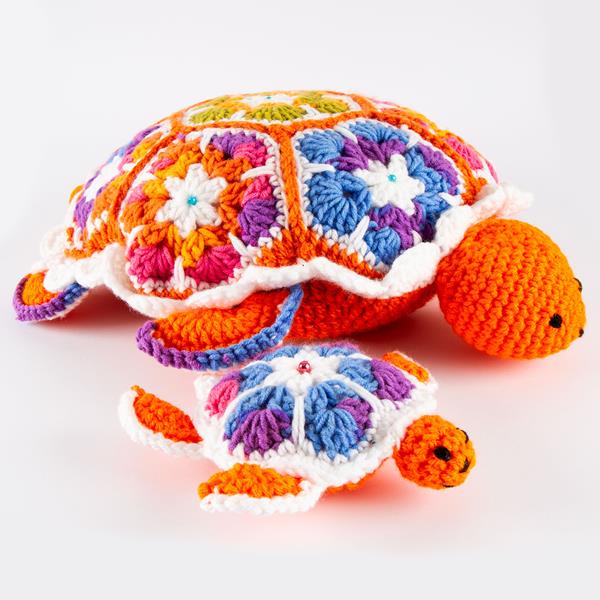 Joseph Bear Designs Orange Party Time Turtle Cushion Crochet Star - 795494