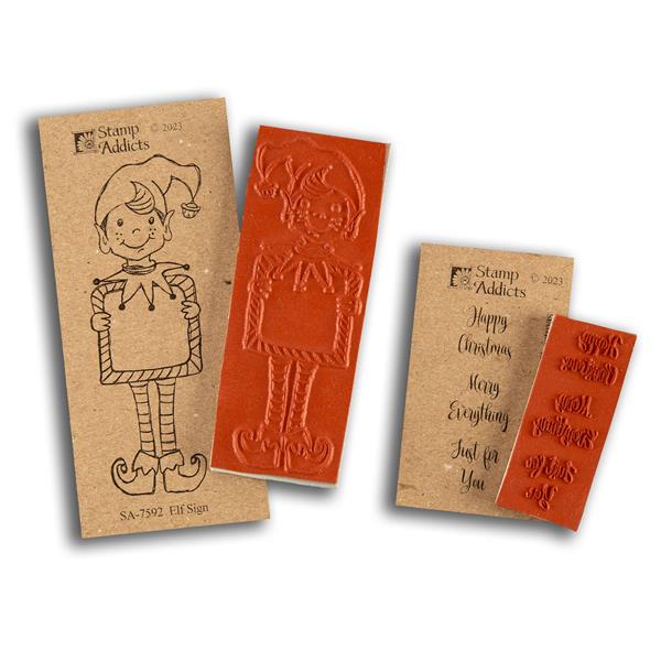 Stamp Addicts Elf Sign with Tiny Sentiments Cling Mounted Rubber  - 801197