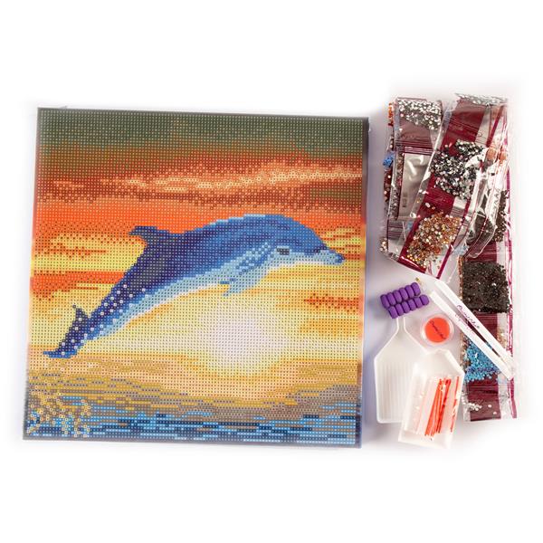 8PCS Special Shape Diamond Painting Coasters Kits (Dolphin Stained Glass)