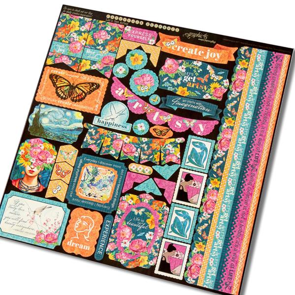 Graphic 45 Die-Cut Assortment-Let's Get Artsy Tags & Frames - 810070165017