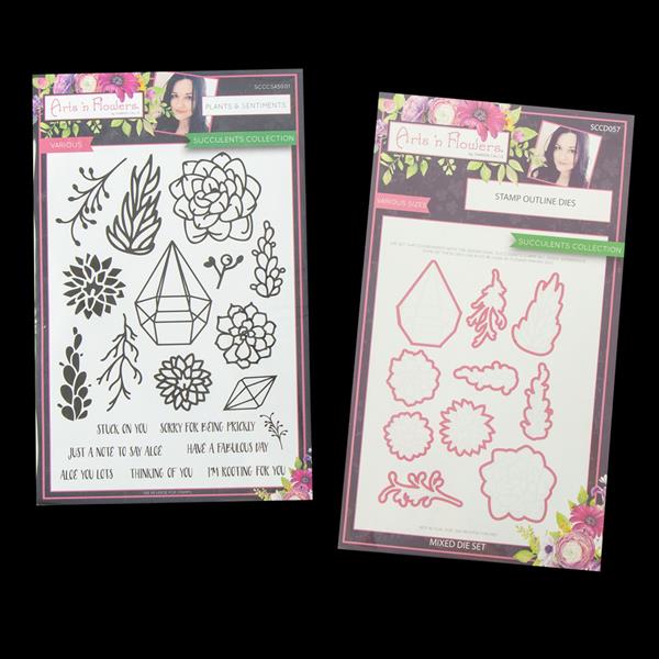 Sharon Callis Outline Craft Die & Matching Stamp Set - Succulents - 805080