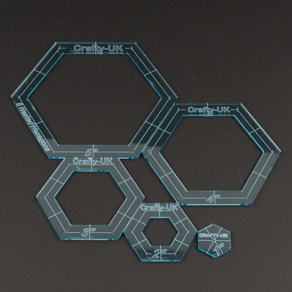 Crafty UK Set of 5 Nested Hexagons- 1"- 5" Size