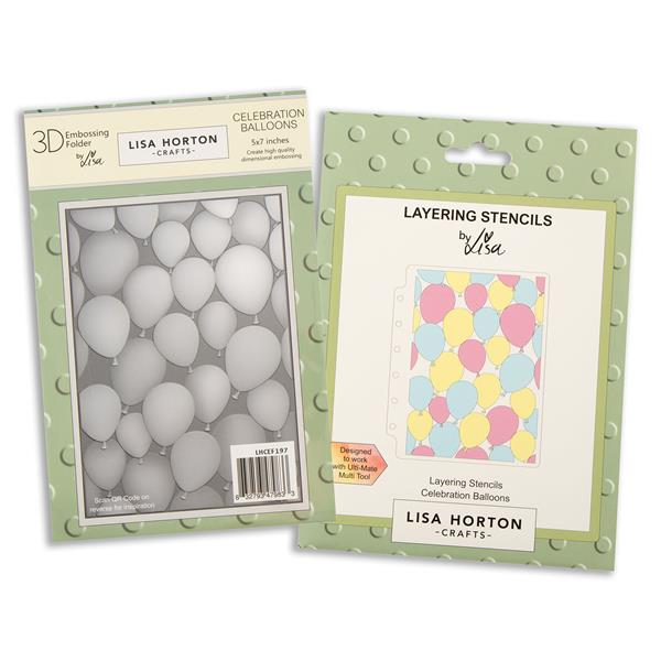 Lisa Horton Crafts Celebration Balloons 5x7" 3D Embossing Folder  - 806695