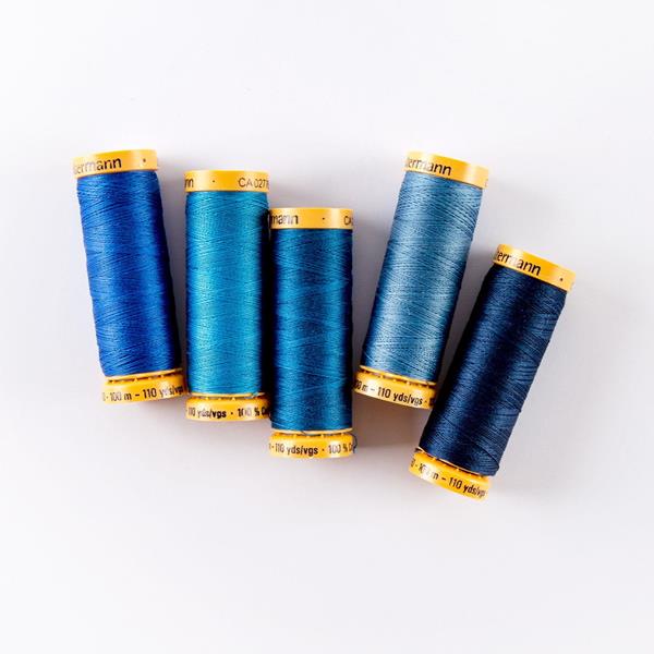 Gutermann Blue 100% Cotton Thread Bundle - 5 x 100m Reels - 807044