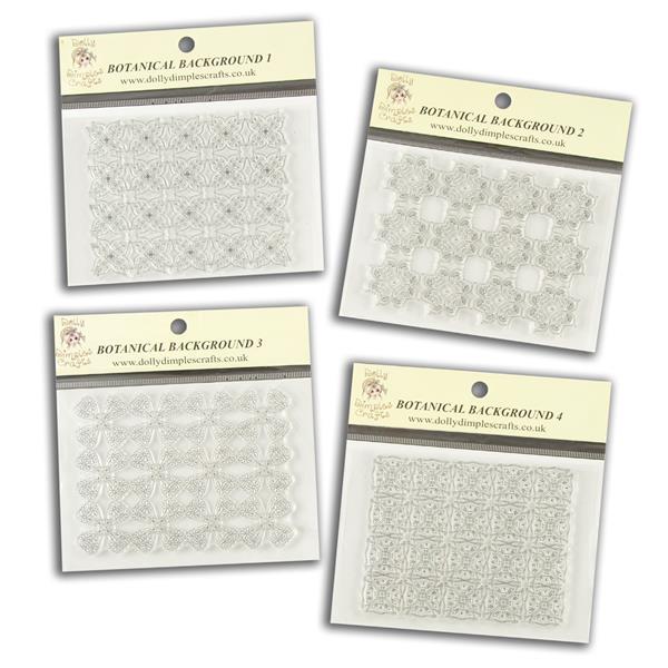 Dolly Dimples A6 Stamp Set - Botanical Backgrounds 4 x A6 Stamps - 808134