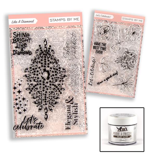 Stamps By Me Like A Diamond & Let's Celebrate Sets with IZINK Rel - 808155