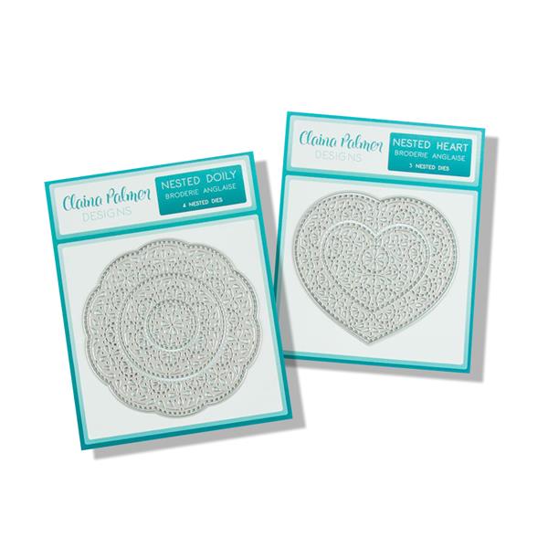 Claina Palmer Designs 2 x Die Sets - Broderie Anglaise Nested Hea - 810155