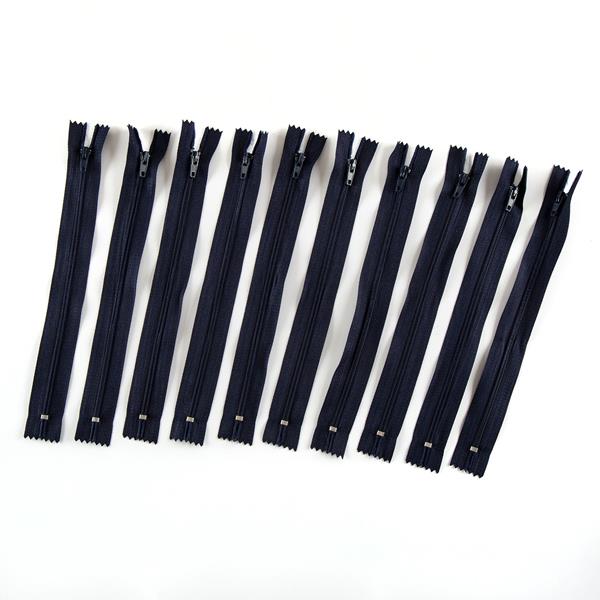 Craft Yourself Silly Set of 10 Navy 8" x 20cm Zips - 813432