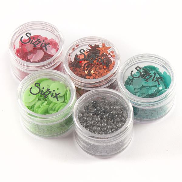 Sizzix Making Essential Sequins & Beads Muted 5g per Pot 5PK - 816467