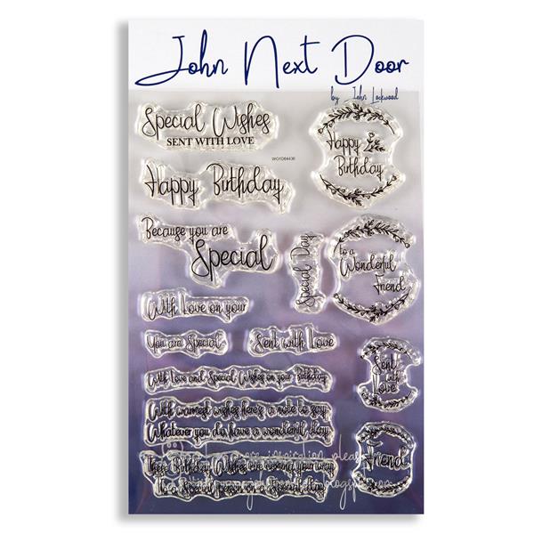 John Next Door Stamp Set 451 - Ribbon Tag Sentiments - 14 Stamps - 818402