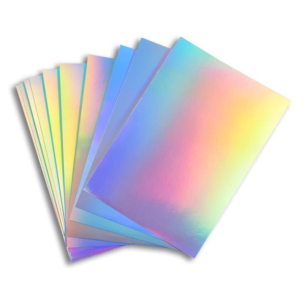 25 Sheets A4 Silver Rainbow Holographic Card 270gsm NEW 
