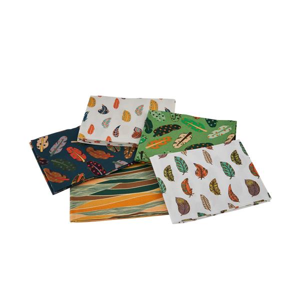Sewing Online Geo Feathers Green Themed Pack of 5 Cotton Fat Quar - 823536