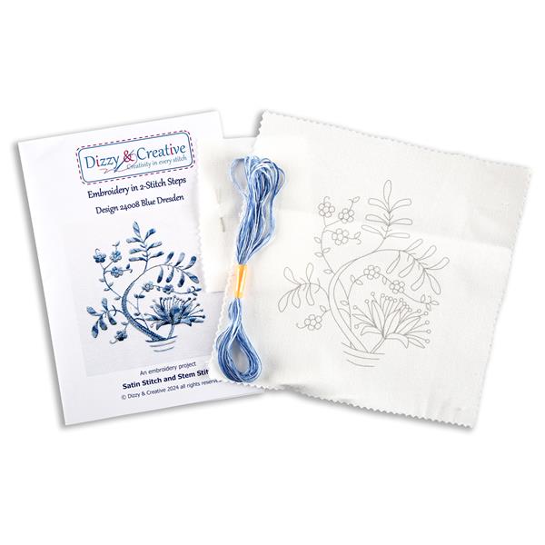 Dizzy & Creative Embroidery in 2-Stitch Steps Kit - Blue Dresden - 825080