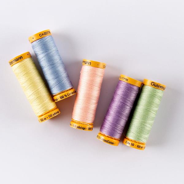 Gutermann Pastels 100% Cotton Thread Bundle - 5 x 100m Reels - 830276