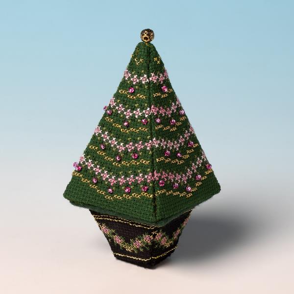 Nutmeg Rose Gold Little Gem Christmas Tree Cross Stitch Kit - 831277
