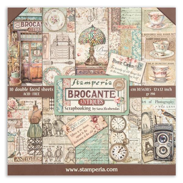 Stamperia Brocante Antiques 12x12" Scrapbooking Pad - 10 Sheets - 837523