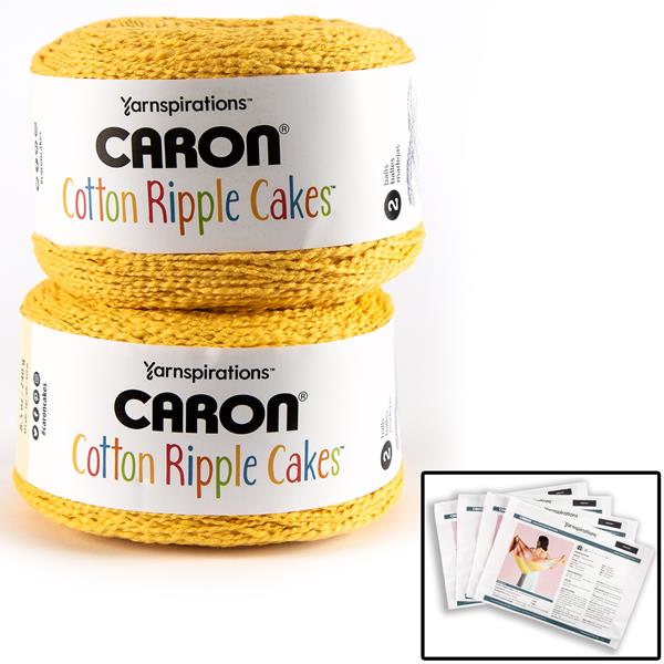 Caron Cotton Sunflare Ripple Cakes Yarn 240g -  2 Balls & 4 Patte - 839451