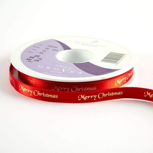 Trimits Red Merry Christmas Ribbon - 20m x 10mm - 847951