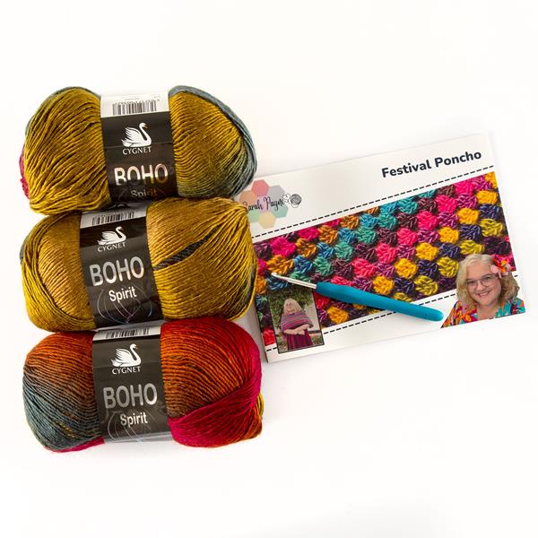 Sarah Payne Crochets Poncho Kit - Includes: Pattern, 3 Balls of F - 848899