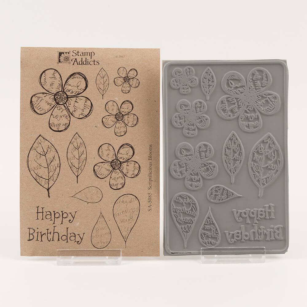 Stamp Addicts Scriptilicious Blooms Cling Mounted Rubber Stamps