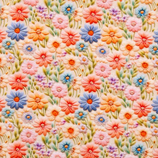 Fabric Freedom Hand Embroidery Digital Print Quilting Cotton 0.5m - 850418