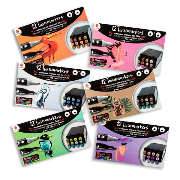 DecoTime 6 x Packs of 12 x Twin Markers in Deco Tray - Alochol Based Markers