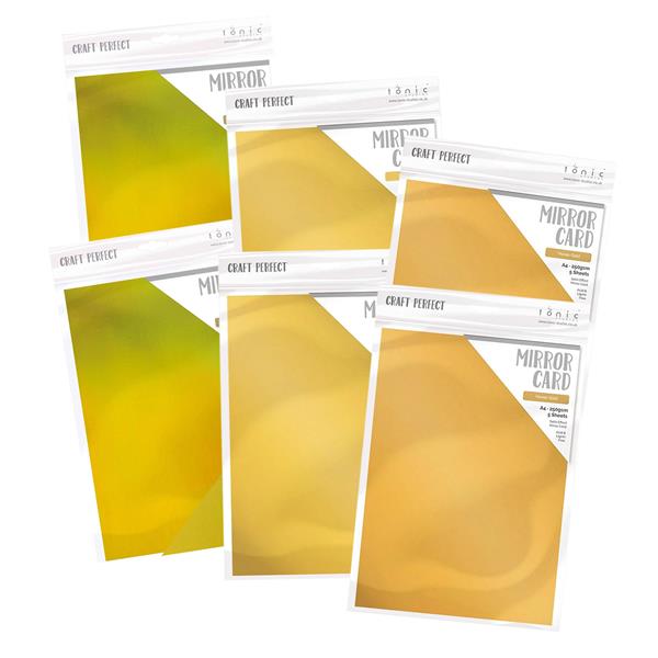 Tonic Studios Craft Perfect A4 Mirror Card 5 Sheet Pack x 6 - Gol - 851202