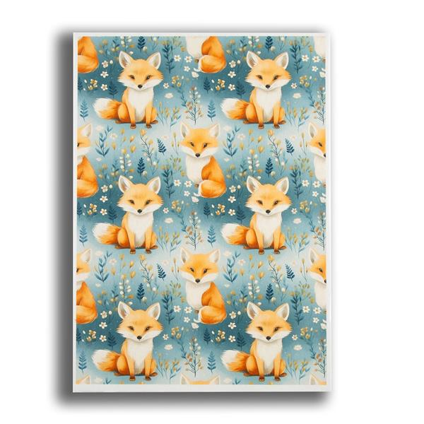 Emlems Wildlife A4 Rice Paper - Cute Foxes - 851239