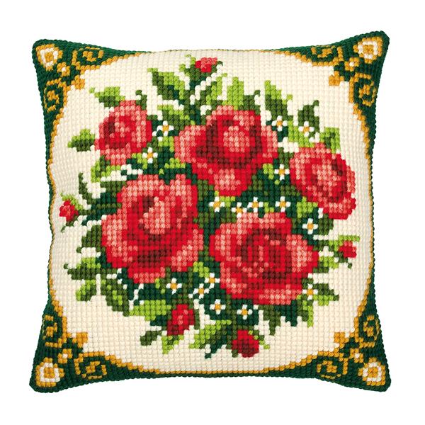 Veravco Pale Red Roses Cross Stitch Cushion Kit - 861990