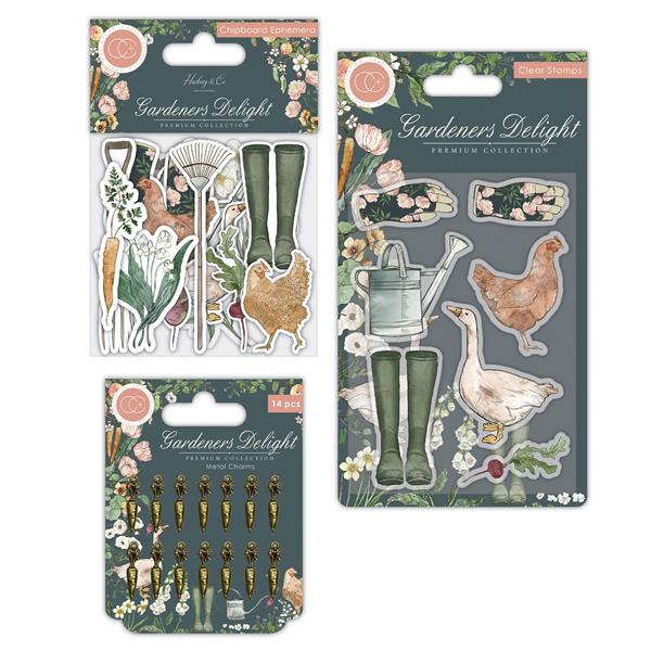 Craft Consortium Gardeners Delight Stamp Set with Metal Charms &  - 865653