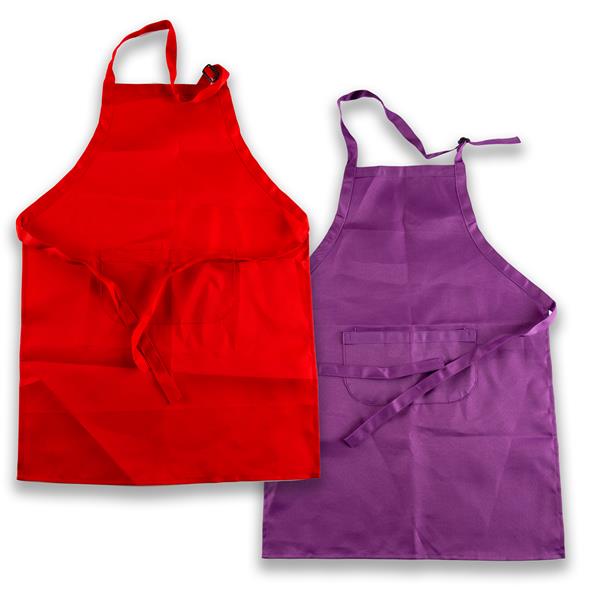 Sweet Factory 2 x Double-Pocket Child Aprons - Red & Purple - 866344