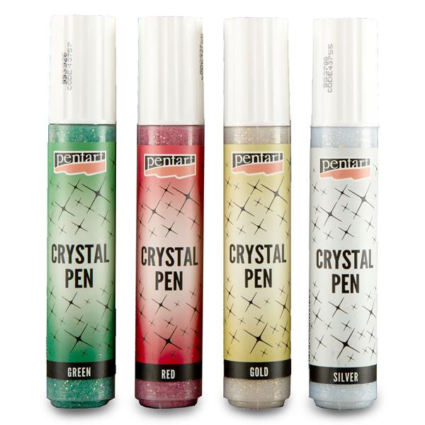 Pentart Crystal Pens 30ml - Gold, Silver, Red & Green - 868232
