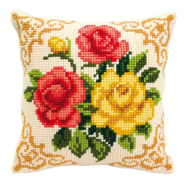 Vervaco Mixed Roses Cross Stitch Cushion Kit - 877705