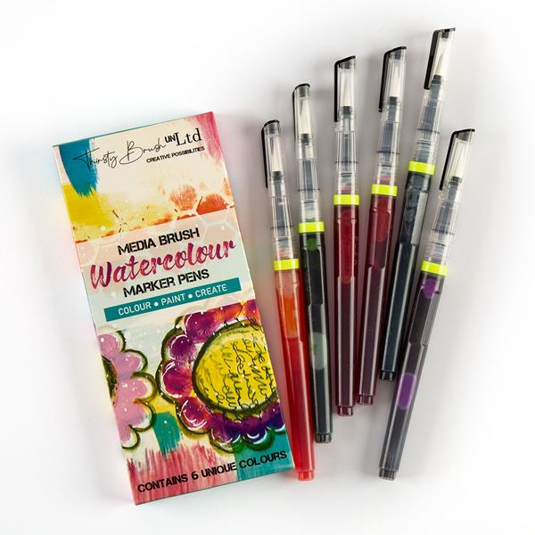 Thirsty Brush Media Watercolour Brush Pens - 6 Pens - 879523