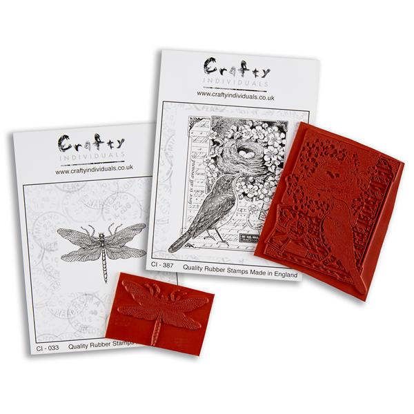Crafty Individuals 2 x Unmounted Rubber Stamps - Dragonfly Drawin - 882172