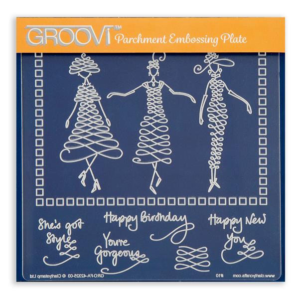 Groovi Barb’s SHAC Calligraphy Girls A5 Square Plate - 882966