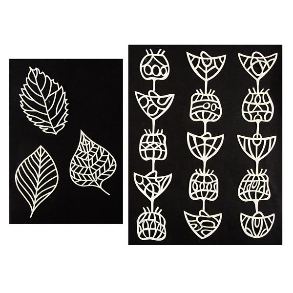 Clarity Crafts Fossil Leaves & Funky Island Stencil Collection - 884183