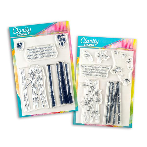 Clarity Crafts Birch Tree and Bamboo 2 Way Overlay A5 Stamp Duo - 885875