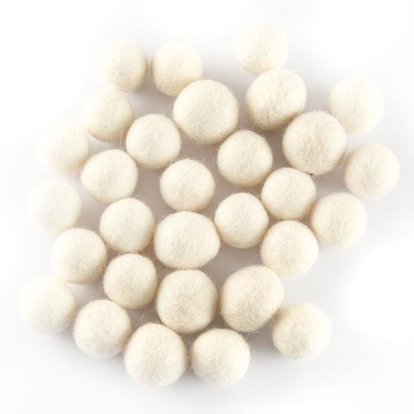 The Crafty Kit Company 30 x 20mm Off White Felted Wool Balls - 887460