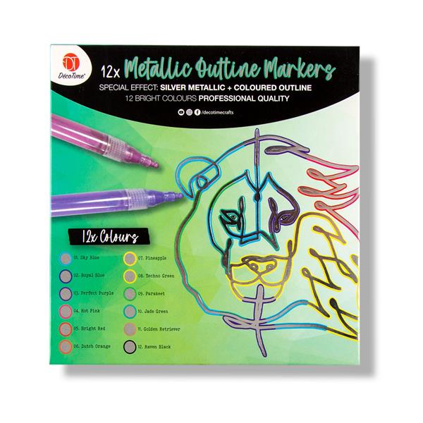 DecoTime 12 Metallic Outline Markers - 887569