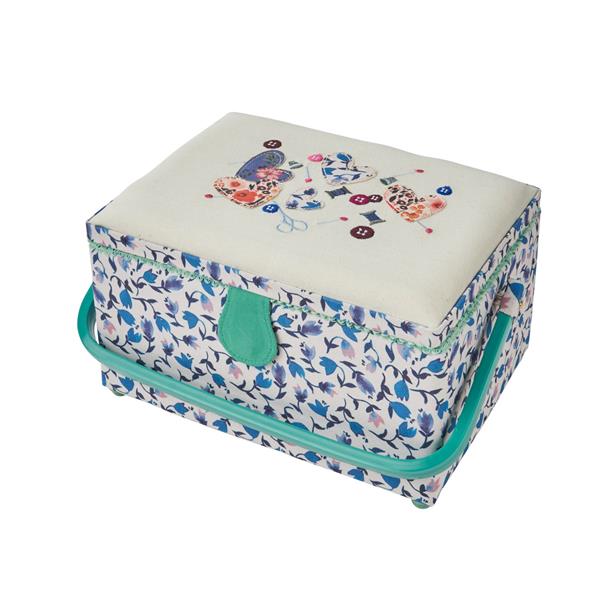 Sewing Online Medium Sewing Basket Hearts and Buttons 18.5 x 26 x - 890582