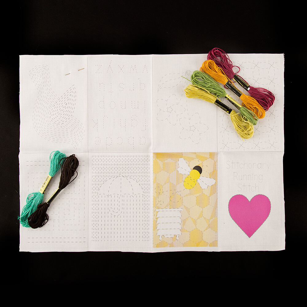 Craft Yourself Silly Stitchonary - Running Stitch Pack - Template with 6 x Cotton Skeins