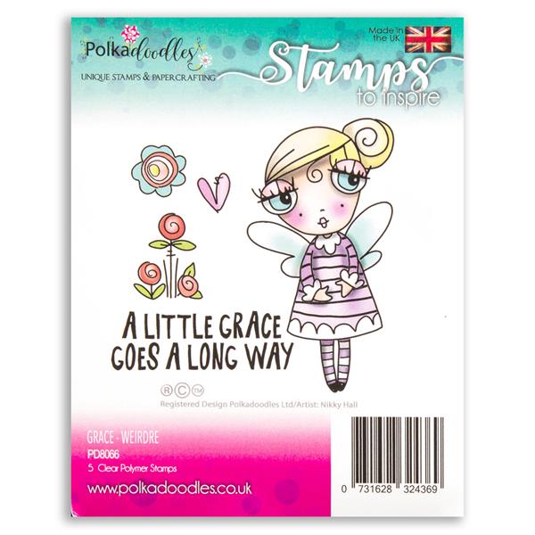 Polkadoodles Grace Weirdre - 5 Clear Polymer Stamps - 893507
