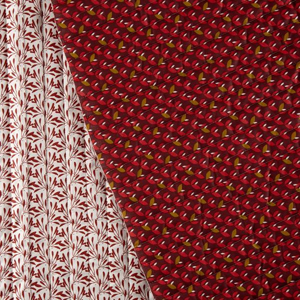 Higgs & Higgs Red Tulip / Red Floral Quilted Cotton 1m Fabric - 897256