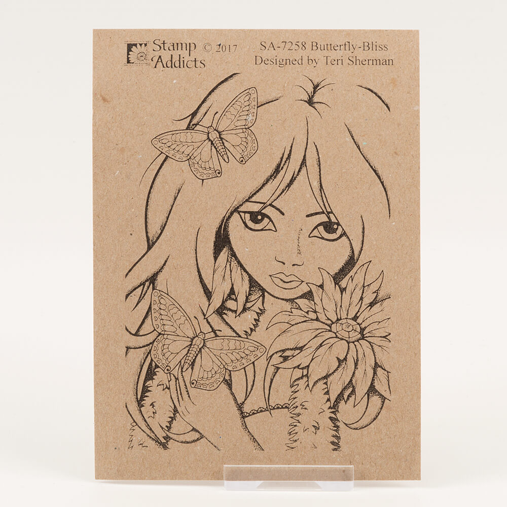 Stamp Addicts Teri's Girl Butterfly-Bliss Cling Mounted Rubber Stamp