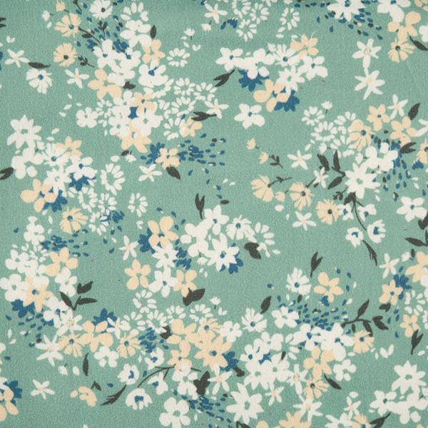 House of Alistair Mint and Flowers Jersey 100% Polyester Fabric - - 899721