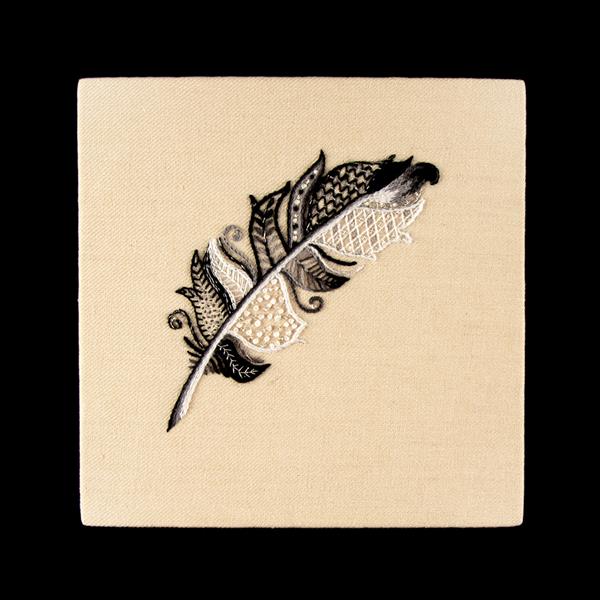 Quilt Dragon Kits Sparkly Black & White Feather Crewel Embroidery - 900213